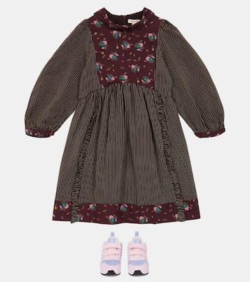 Earth printed cotton dress | Caramel