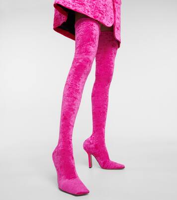 Overknee-Stiefel aus Samt | Vetements