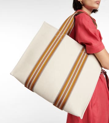 Borsa The Suitcase Stripe Medium in canvas | Loro Piana