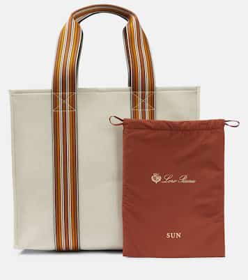 Borsa The Suitcase Stripe Medium in canvas | Loro Piana