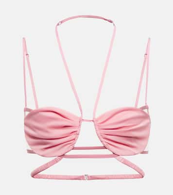 Sujetador de malla y georgette halter | Nensi Dojaka