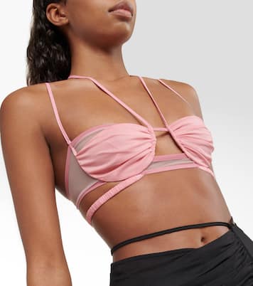 Sujetador de malla y georgette halter | Nensi Dojaka
