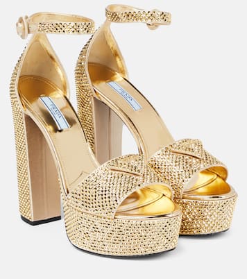Embellished satin platform sandals | Prada