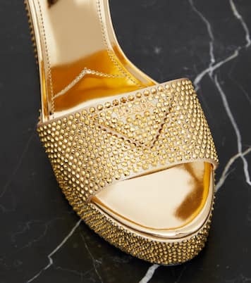 Embellished satin platform sandals | Prada