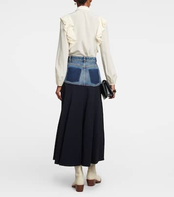 Falda midi de gabardina de lana y denim | Chloé