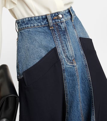 Falda midi de gabardina de lana y denim | Chloé