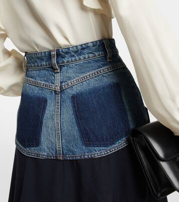 Falda midi de gabardina de lana y denim | Chloé