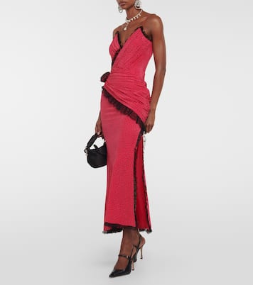 Vestido largo de seda con apliques | Alessandra Rich