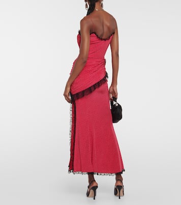Vestido largo de seda con apliques | Alessandra Rich