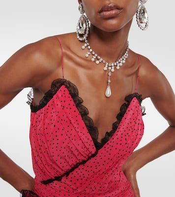 Vestido largo de seda con apliques | Alessandra Rich