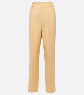 High-rise virgin wool slim pants | Tod's