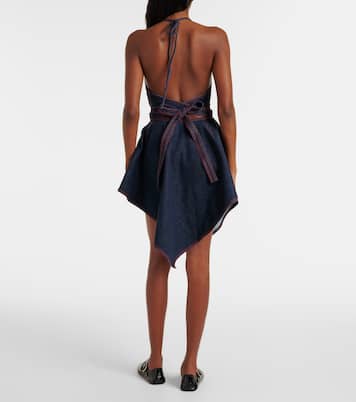 Minifalda asimétrica Triangle de denim | Alaïa