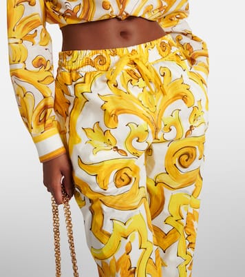 Pantaloni regular Majolica in cotone a vita alta | Dolce&Gabbana