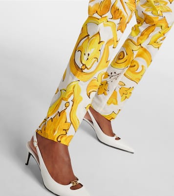 Pantaloni regular Majolica in cotone a vita alta | Dolce&Gabbana