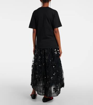 T-shirt Boy in cotone con applicazioni floreali | Simone Rocha
