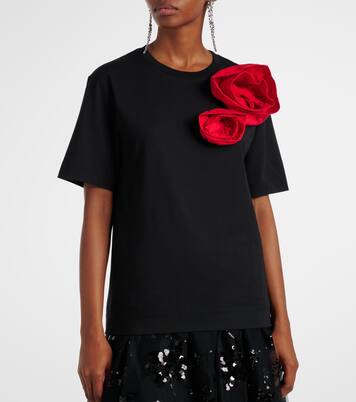 T-shirt Boy in cotone con applicazioni floreali | Simone Rocha