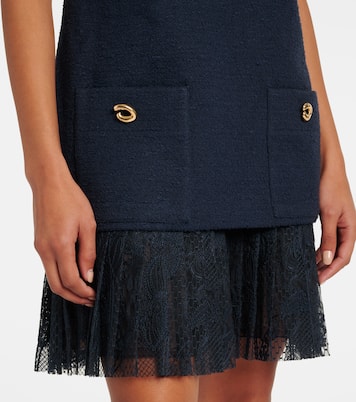Vestido corto de tweed con encaje | Oscar de la Renta