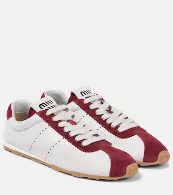 Sneakers Plume in pelle con suede | Miu Miu
