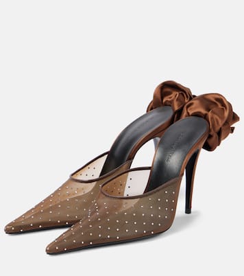 Floral-appliqué embellished mesh mules | Magda Butrym