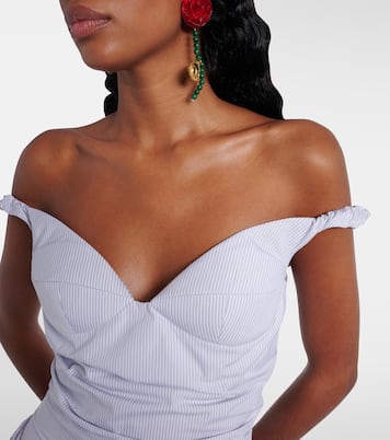Robe rayée en coton à encolure bardot | Magda Butrym