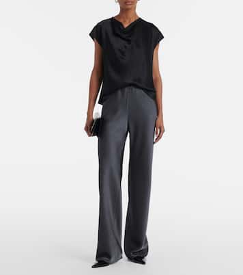 High-rise satin straight pants | Vince