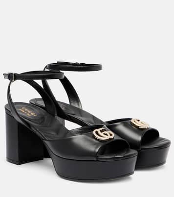 Double G leather platform sandals | Gucci