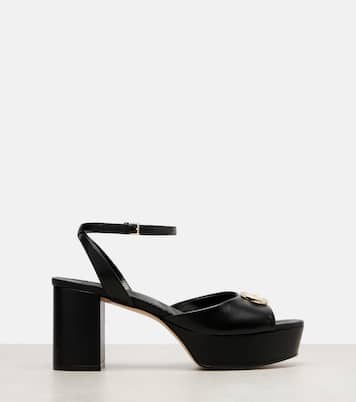 Double G leather platform sandals | Gucci