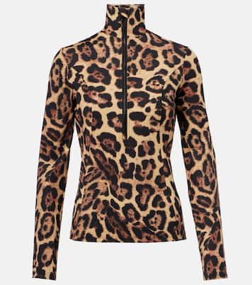 Leona leopard-print half-zip ski top | Goldbergh