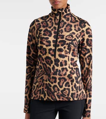 Leona leopard-print half-zip ski top | Goldbergh