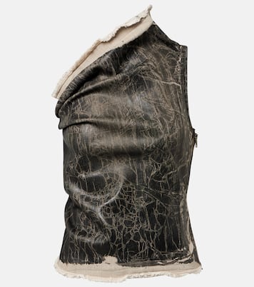 Top Athena imprimé asymétrique en jean | Rick Owens
