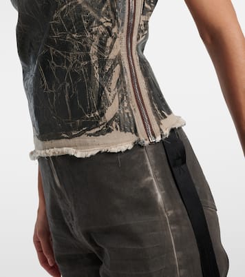 Top Athena imprimé asymétrique en jean | Rick Owens