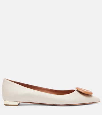 Hoop leather-trimmed ballet flats | Aquazzura