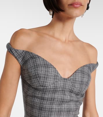 Ruched off-shoulder wool-blend bustier dress | Magda Butrym