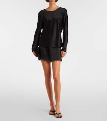 Barb lace-trimmed satin miniskirt | Leset