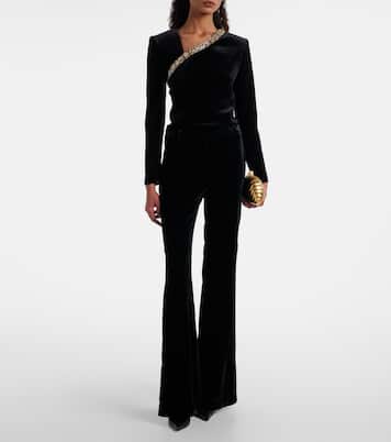 Top asimétrico de terciopelo adornado | Roland Mouret