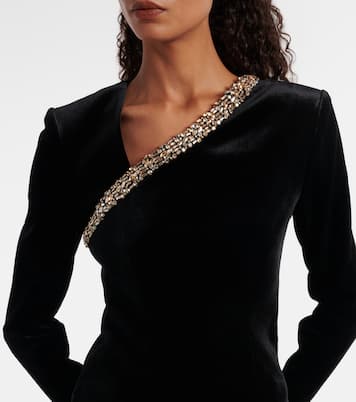 Top asimétrico de terciopelo adornado | Roland Mouret