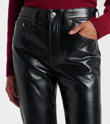 Mid-rise leather-blend bootcut pants | Agolde