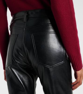 Mid-rise leather-blend bootcut pants | Agolde