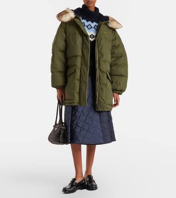 Shearling-trimmed down coat | Prada