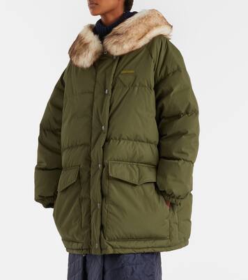 Shearling-trimmed down coat | Prada