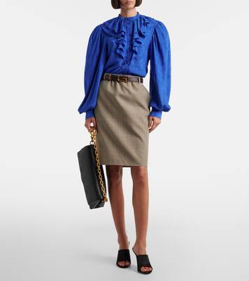 Camicia in raso di seta con stampa | Gucci