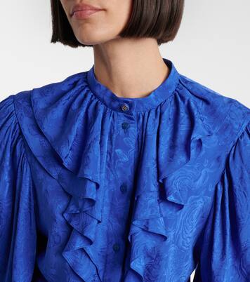 Camicia in raso di seta con stampa | Gucci