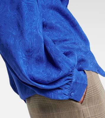 Camicia in raso di seta con stampa | Gucci