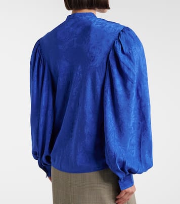 Camicia in raso di seta con stampa | Gucci