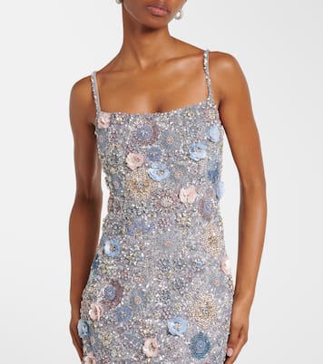 Embellished floral-appliqué midi dress | Rachel Gilbert