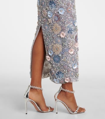 Embellished floral-appliqué midi dress | Rachel Gilbert