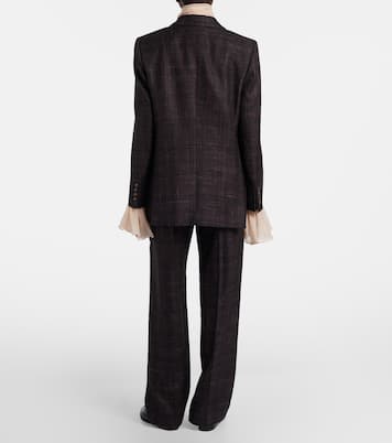 Fox checked wool and silk wide-leg pants | Blazé Milano