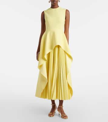 Severny draped pleated midi dress | Solace London