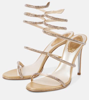 Verzierte Sandalen Cleo aus Metallic-Leder | Rene Caovilla