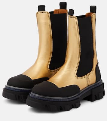 Bottines Chelsea en cuir métallisé | Ganni
